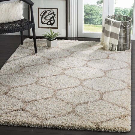 Safavieh 5 x 5 ft. Hudson Shag Power Loomed Square Area RugIvory & Beige SGH280D-5SQ